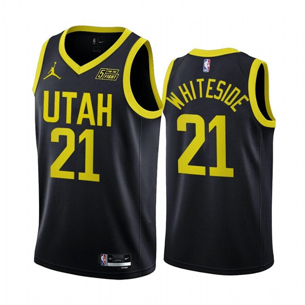 Men's Utah Jazz #21 Hassan Whiteside Black 2022/23 Association Edition Stitched Basketball Jersey - Click Image to Close